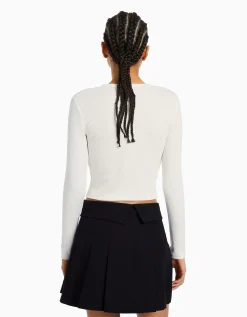 FEMME BERSHKA One Love*Top manches longues bord-côte