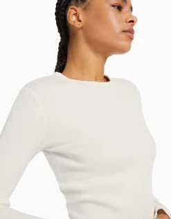 FEMME BERSHKA One Love*Top manches longues bord-côte