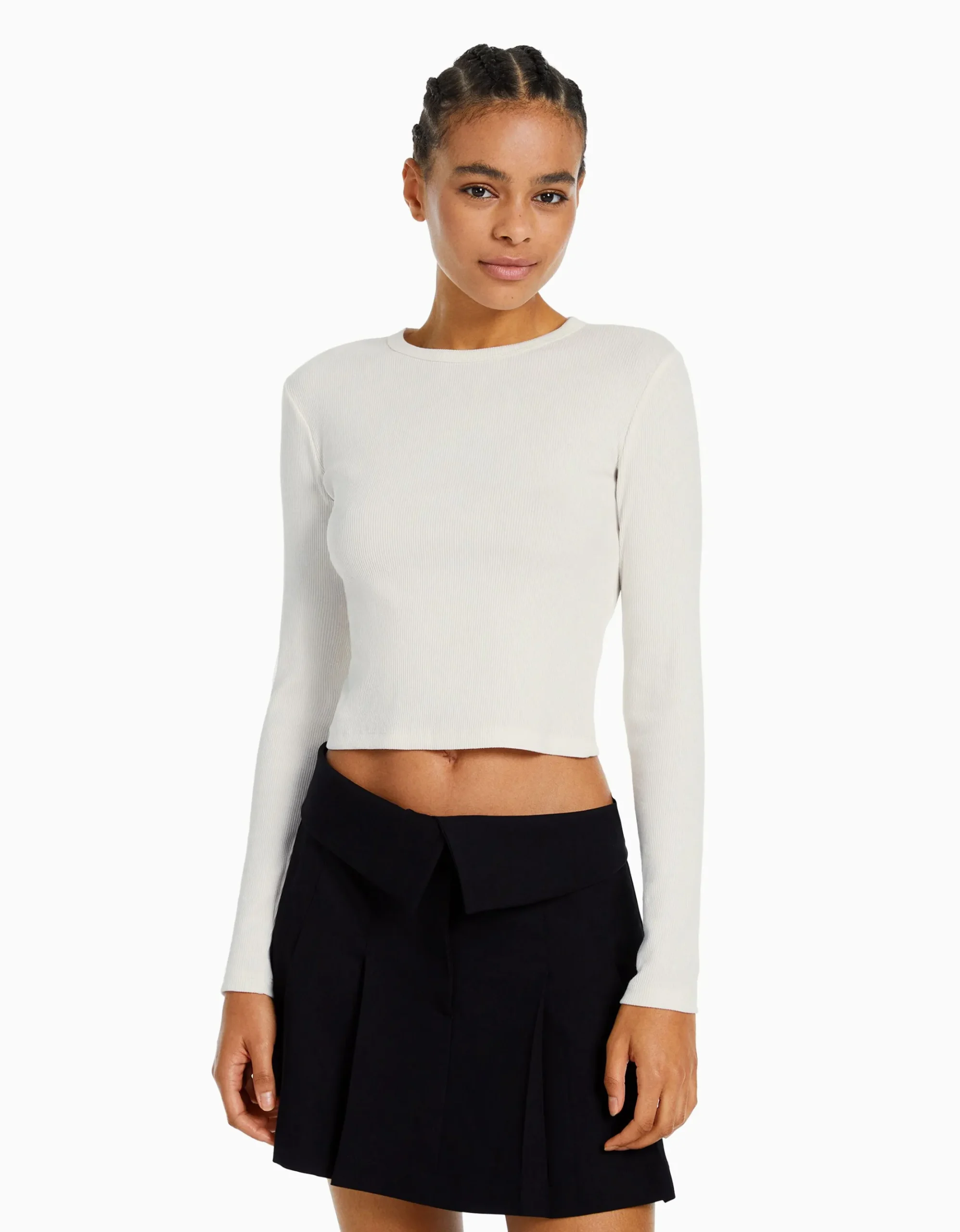 FEMME BERSHKA Personnalisables*Top manches longues bord-côte