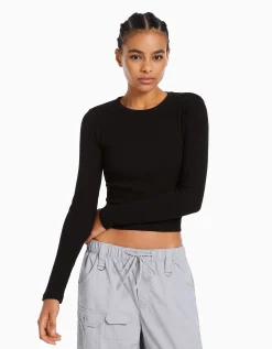 FEMME BERSHKA Personnalisables*Top manches longues bord-côte