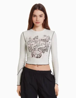 FEMME BERSHKA Tee-shirts*Top manches longues bord-côte