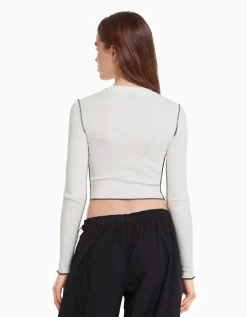 FEMME BERSHKA Tee-shirts*Top manches longues bord-côte