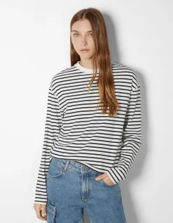 FEMME BERSHKA Tee-shirts*Top manches longues boxy fit rayures