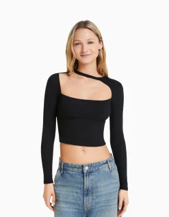 FEMME BERSHKA Tee-shirts*Top manches longues col asymétrique