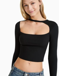 FEMME BERSHKA Tee-shirts*Top manches longues col asymétrique