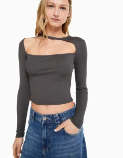FEMME BERSHKA Tee-shirts*Top manches longues col asymétrique