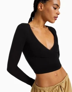 FEMME BERSHKA Tee-shirts*Top manches longues croisé