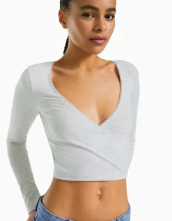 FEMME BERSHKA Tee-shirts*Top manches longues croisé