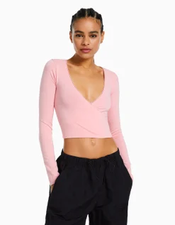 FEMME BERSHKA Tee-shirts*Top manches longues croisé