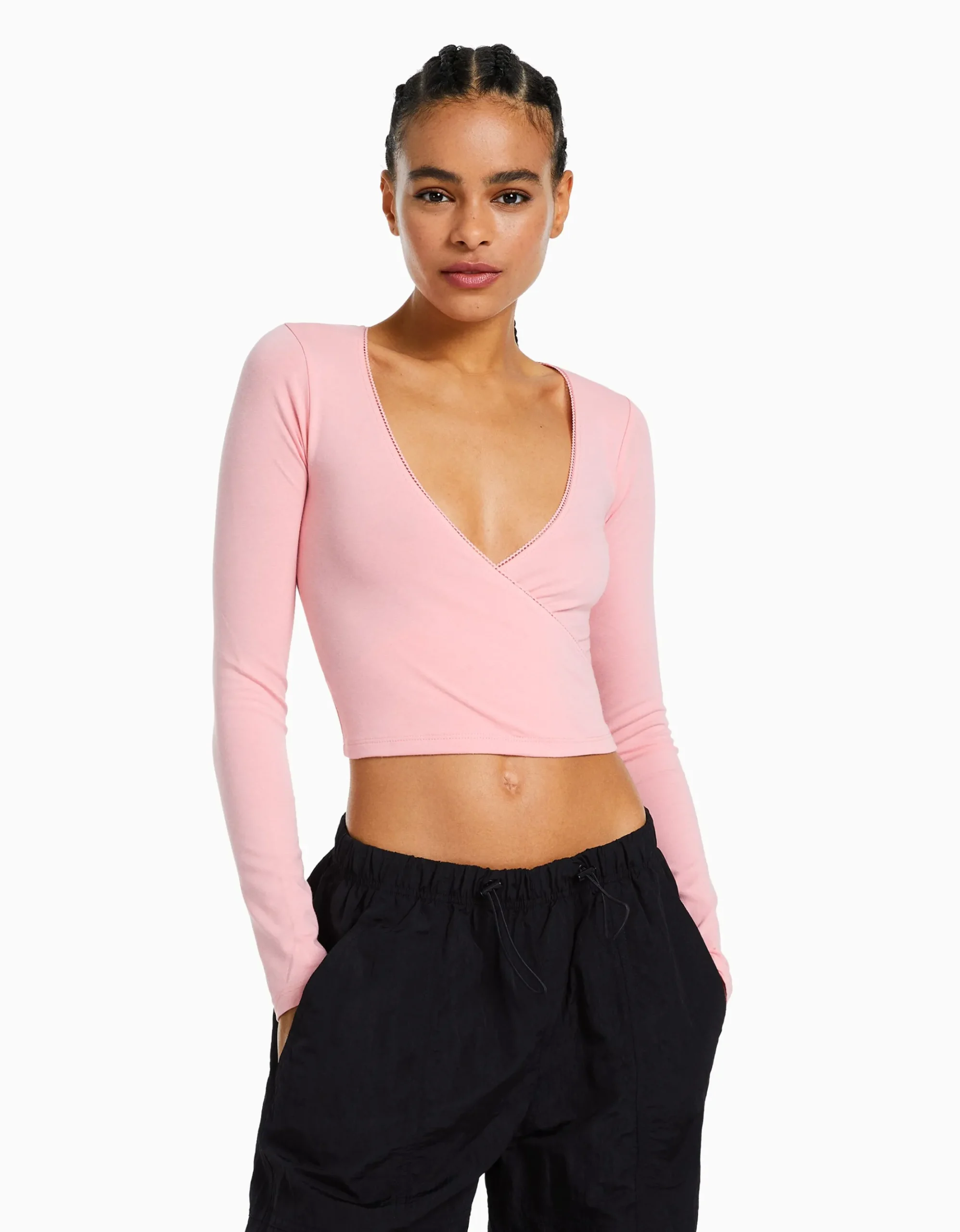 FEMME BERSHKA Tee-shirts*Top manches longues croisé