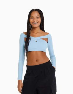 FEMME BERSHKA Vêtements*Top manches longues décolleté croisé