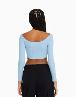 FEMME BERSHKA Vêtements*Top manches longues décolleté croisé