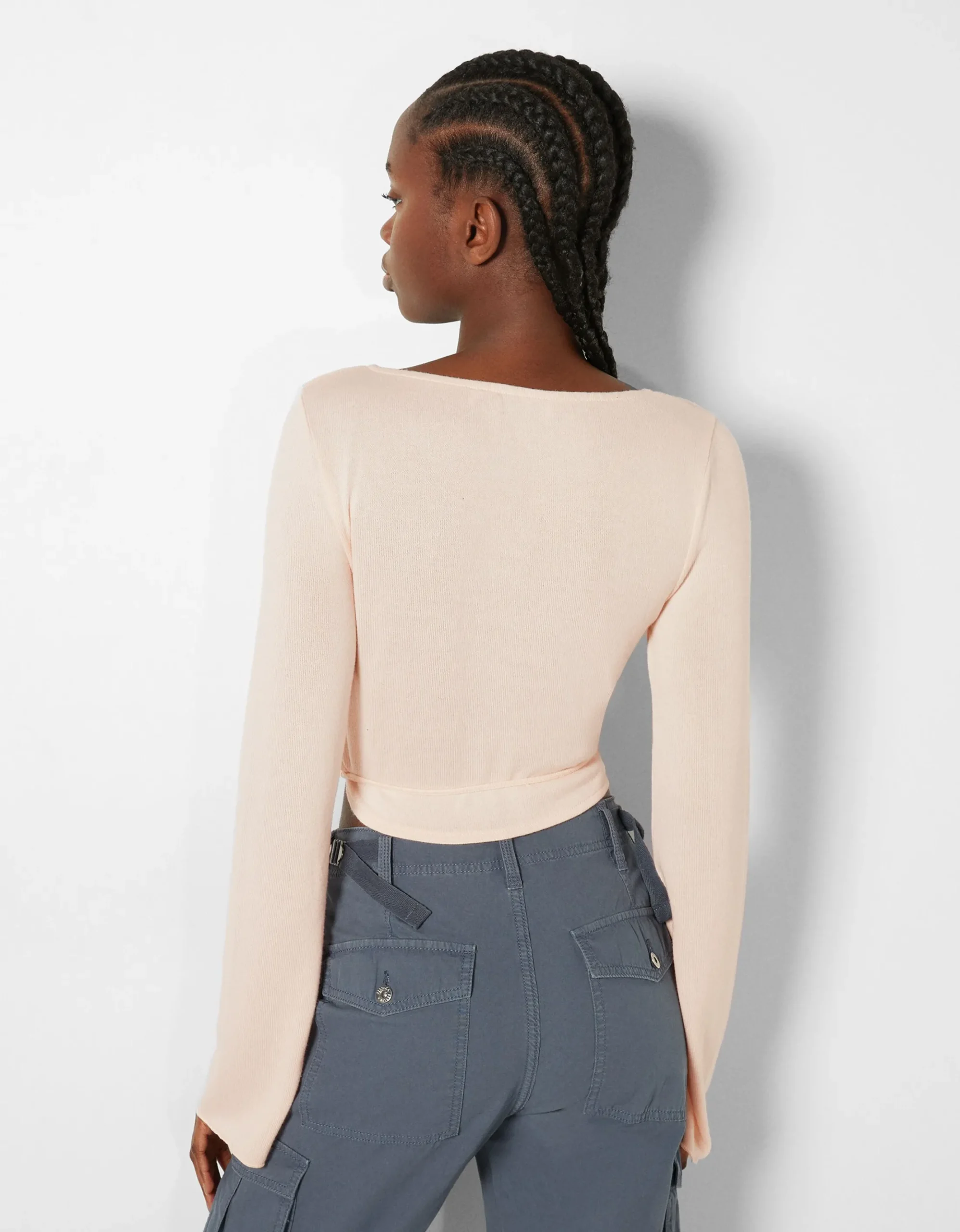 FEMME BERSHKA Tee-shirts*Top manches longues nœud décolleté croisé