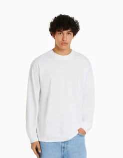 FEMME BERSHKA One Love*Top manches longues oversize imprimé