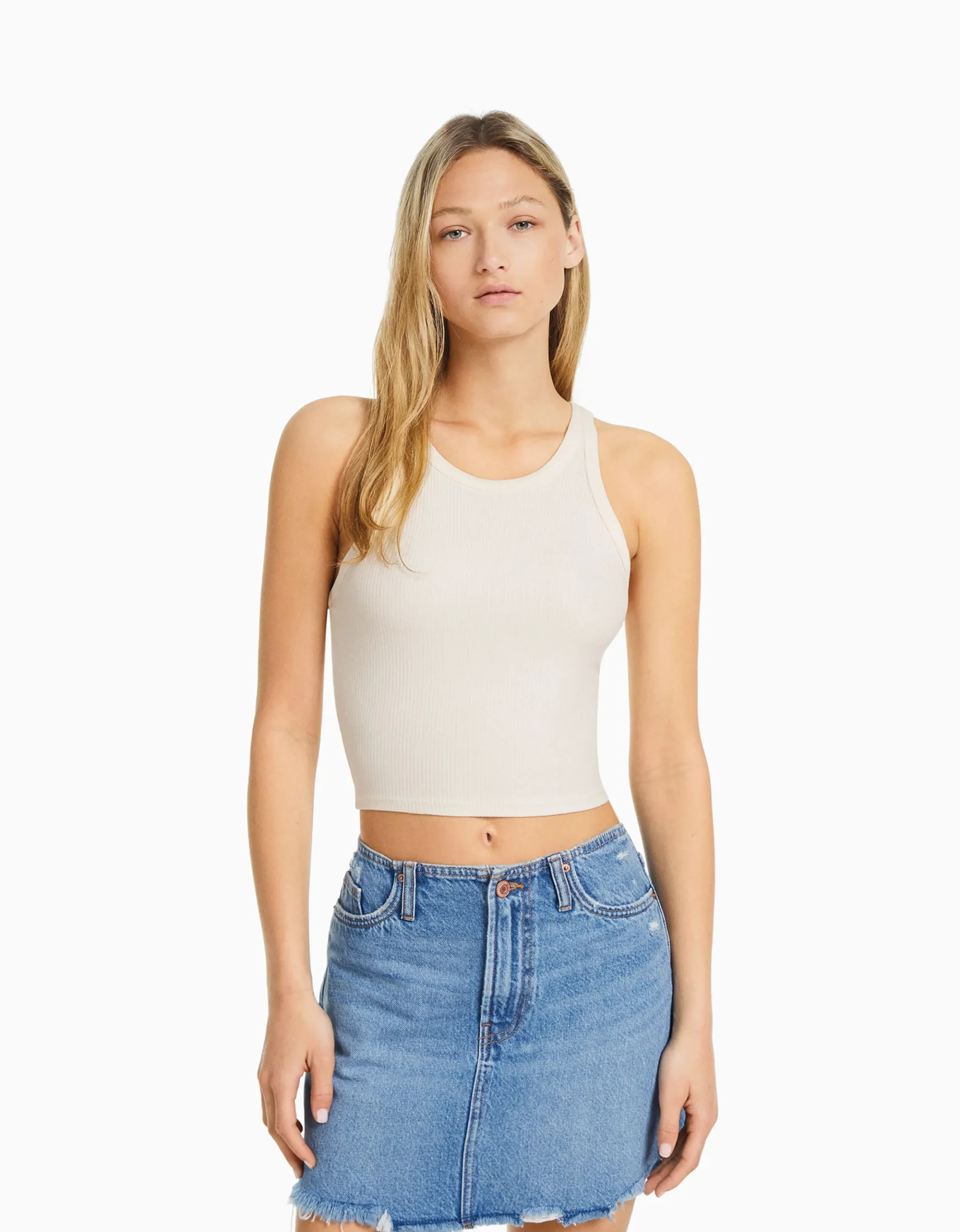 FEMME BERSHKA Tee-shirts*Top sans manches bord-côte