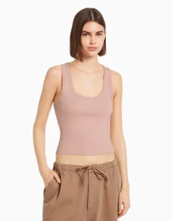 FEMME BERSHKA Tee-shirts*Top sans manches bord-côte