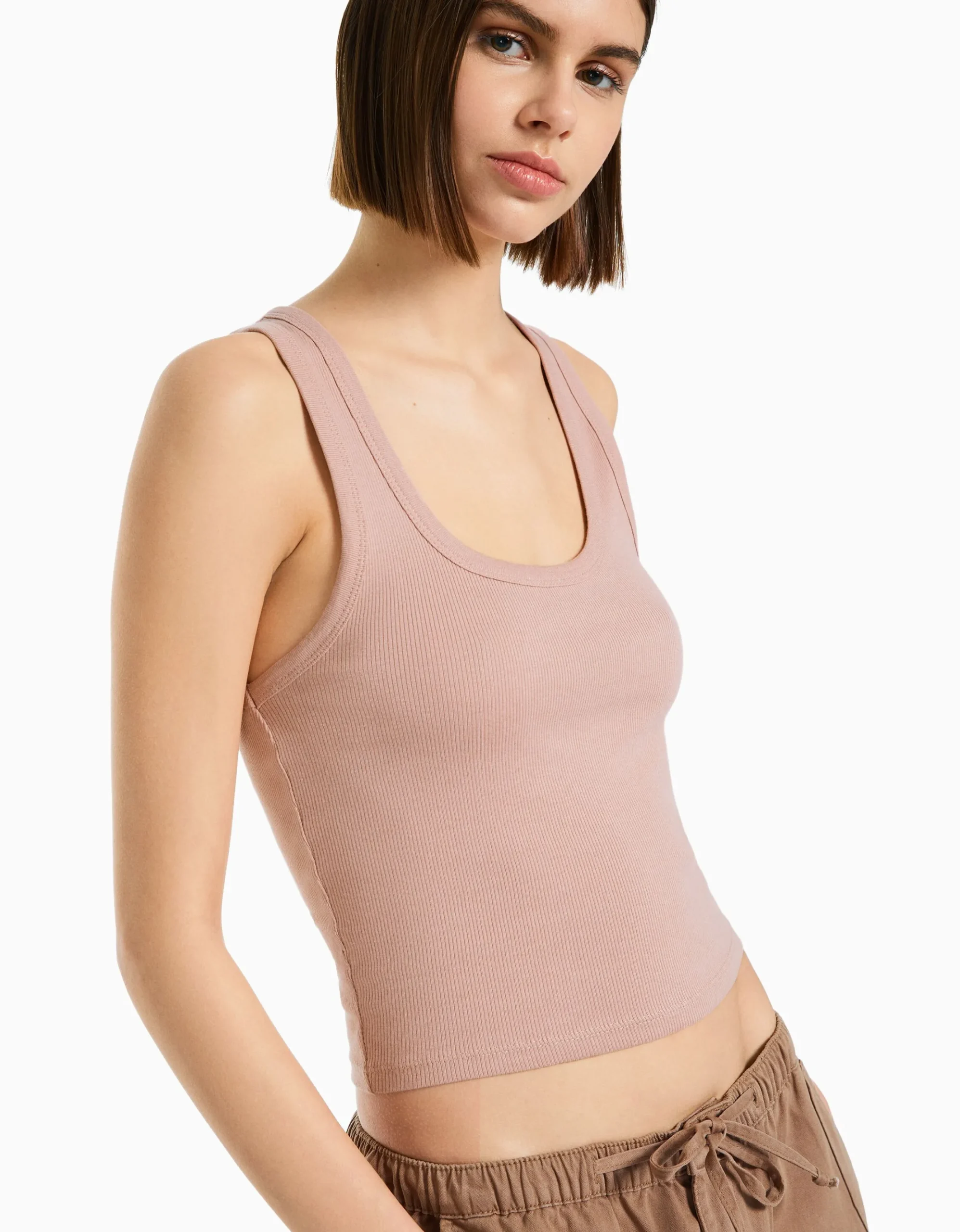 FEMME BERSHKA Tee-shirts*Top sans manches bord-côte