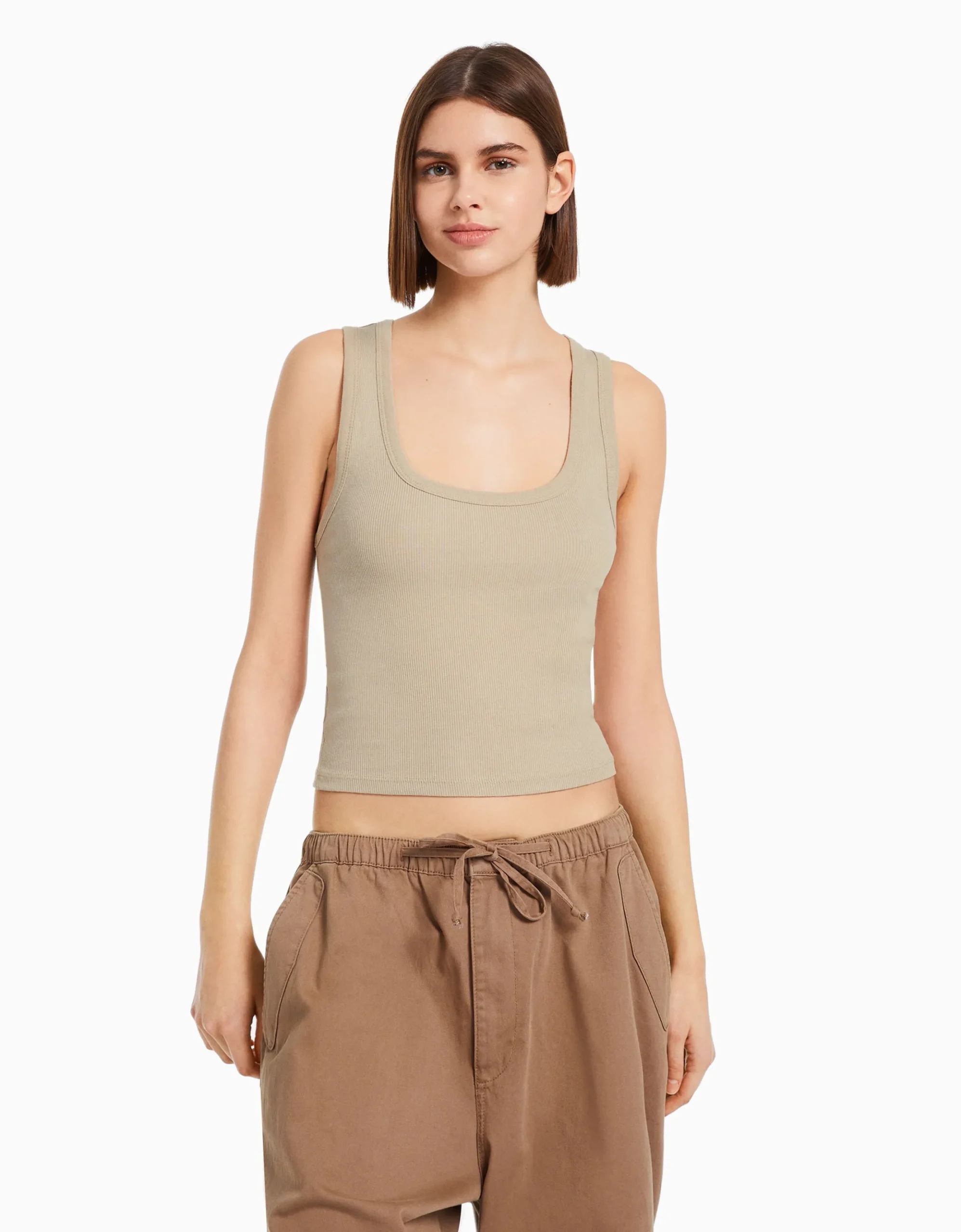 FEMME BERSHKA Tee-shirts*Top sans manches bord-côte