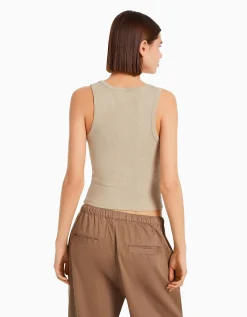 FEMME BERSHKA Tee-shirts*Top sans manches bord-côte