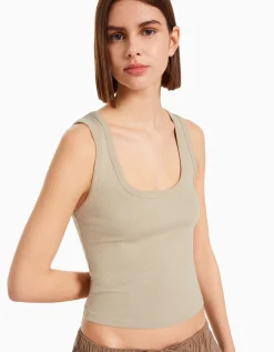 FEMME BERSHKA Tee-shirts*Top sans manches bord-côte