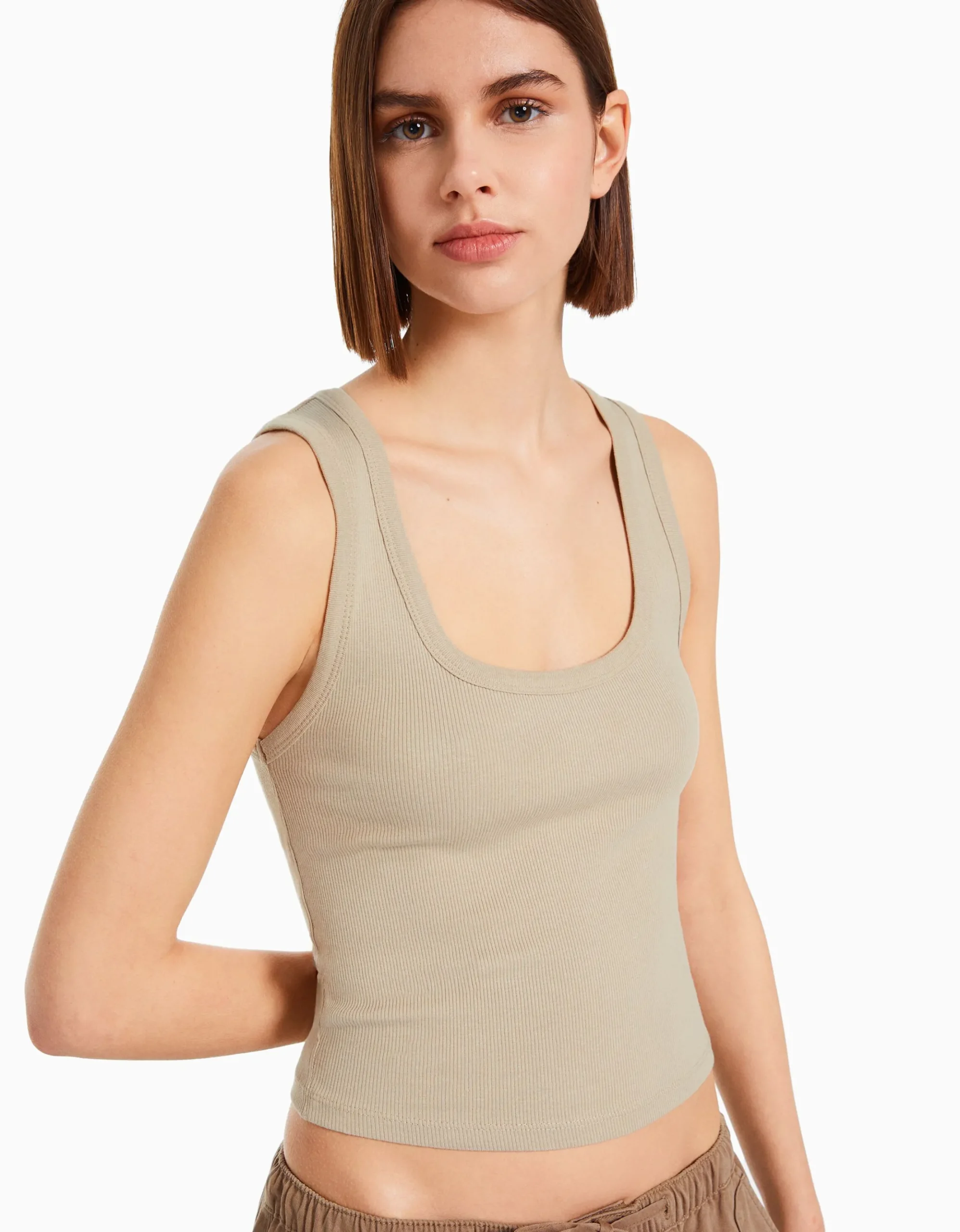 FEMME BERSHKA Tee-shirts*Top sans manches bord-côte