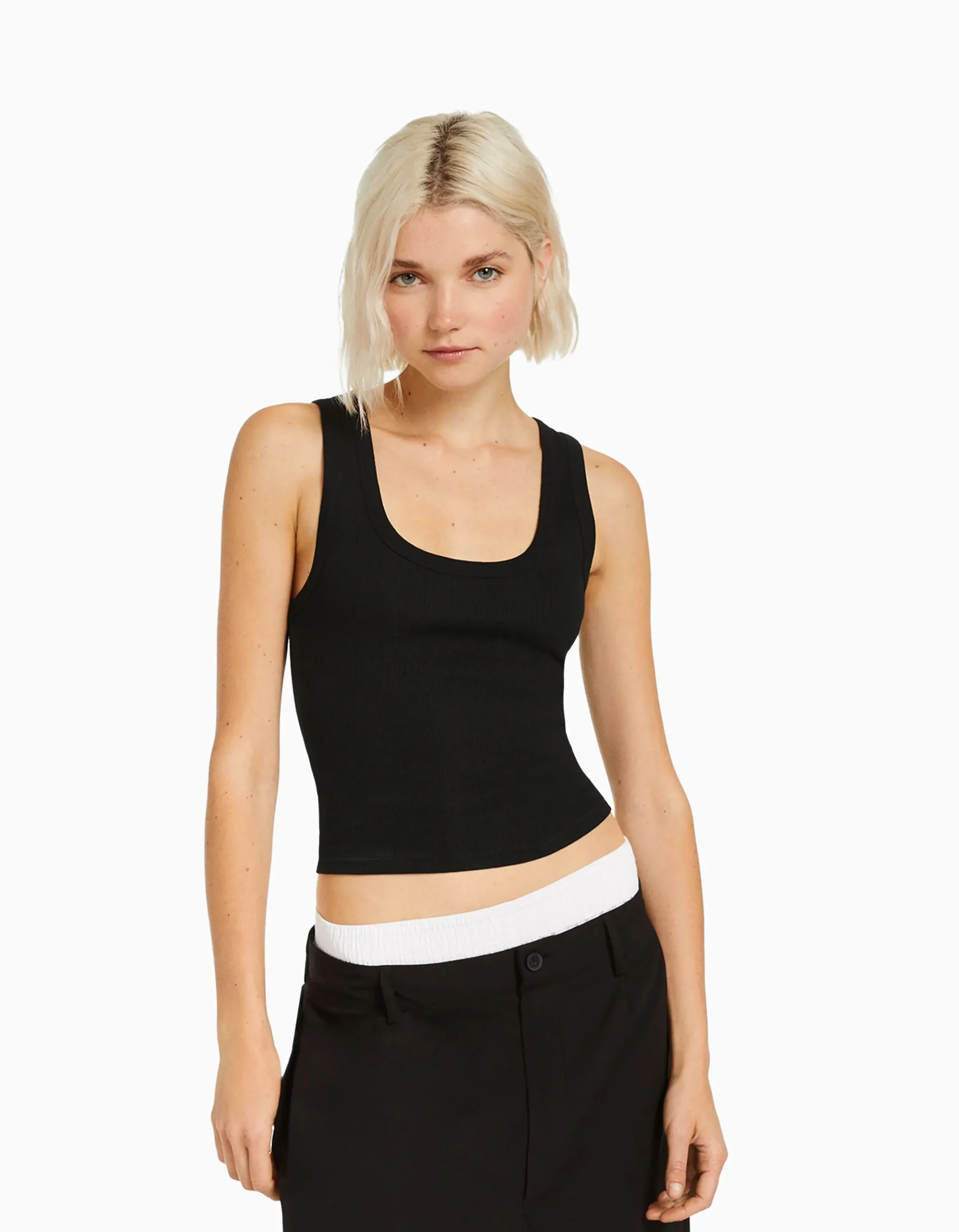 FEMME BERSHKA Tee-shirts*Top sans manches bord-côte