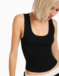 FEMME BERSHKA Tee-shirts*Top sans manches bord-côte