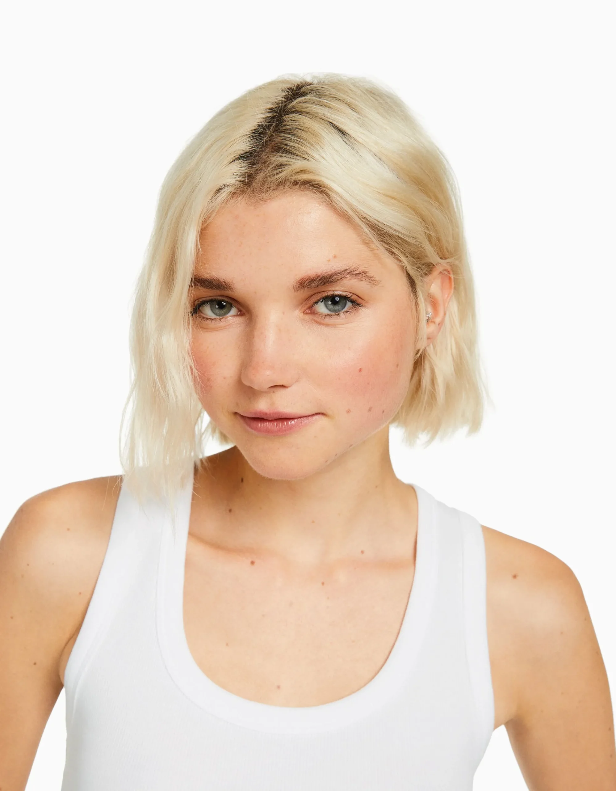FEMME BERSHKA Tee-shirts*Top sans manches bord-côte