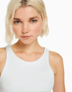 FEMME BERSHKA Tee-shirts*Top sans manches bord-côte