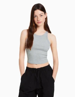 FEMME BERSHKA Personnalisables*Top sans manches bord-côte