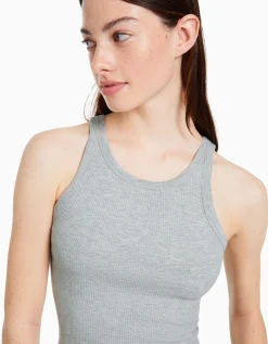 FEMME BERSHKA Personnalisables*Top sans manches bord-côte