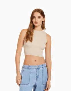 FEMME BERSHKA Tops et corsets*Top sans manches maille