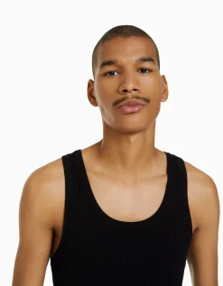 HOMME BERSHKA Tee-shirts*Top sans manches maille côtelée