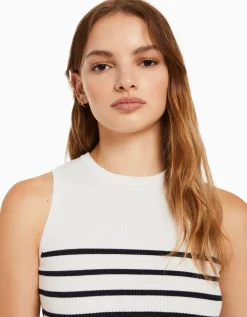 FEMME BERSHKA Tops et corsets*Top sans manches maille rayures