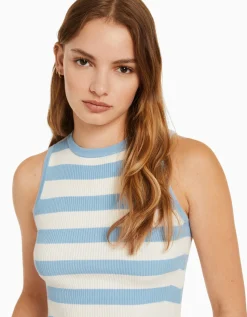 FEMME BERSHKA Tops et corsets*Top sans manches maille rayures