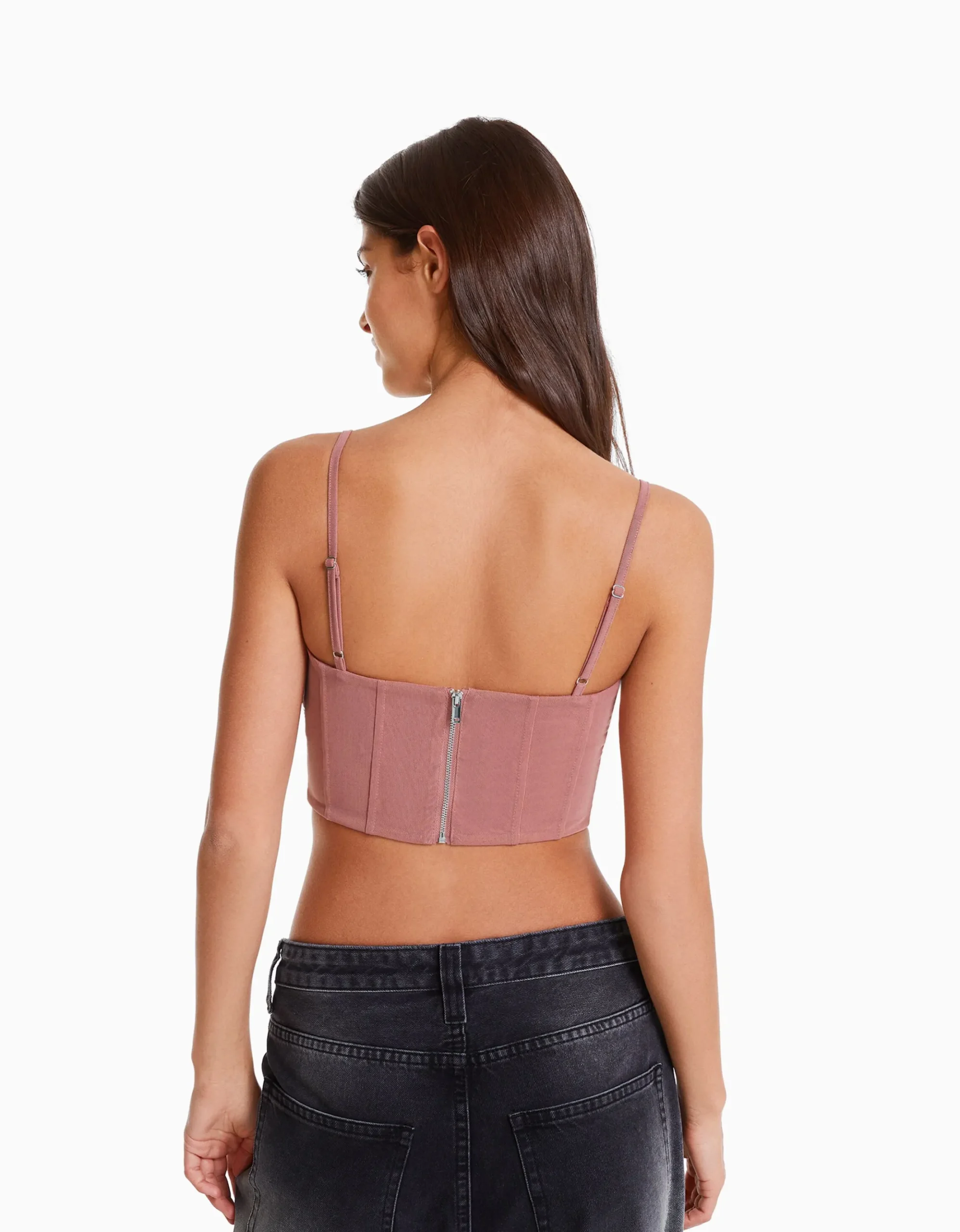 FEMME BERSHKA Vêtements*Top strass résille bretelles fines