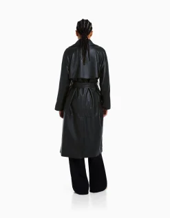 FEMME BERSHKA Similicuir*Trench similicuir