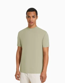 FEMME BERSHKA Personnalisables*T-shirt à manches courtes et col montant