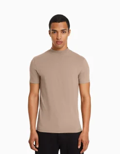 HOMME BERSHKA Tee-shirts*T-shirt à manches courtes et col montant