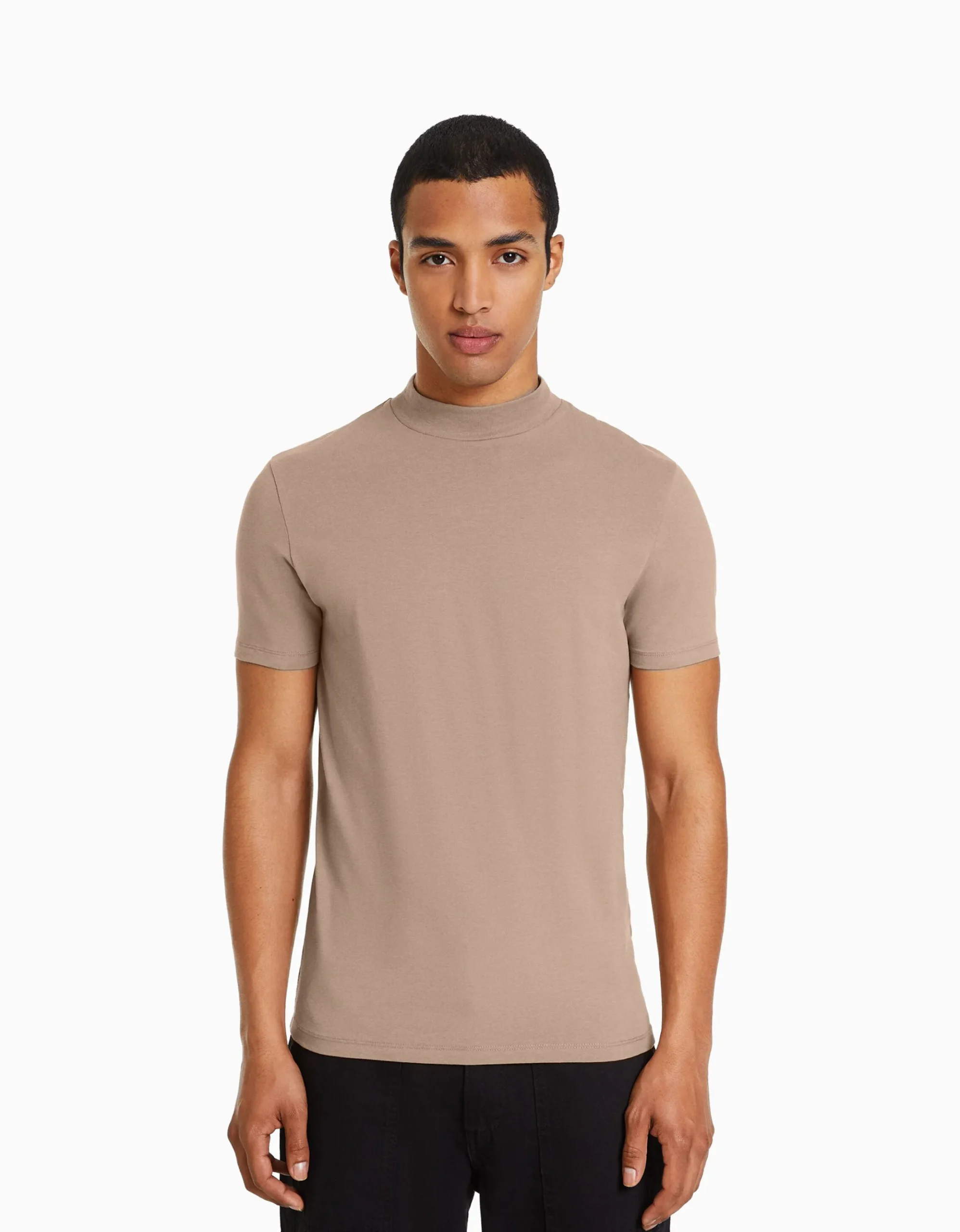 HOMME BERSHKA Tee-shirts*T-shirt à manches courtes et col montant