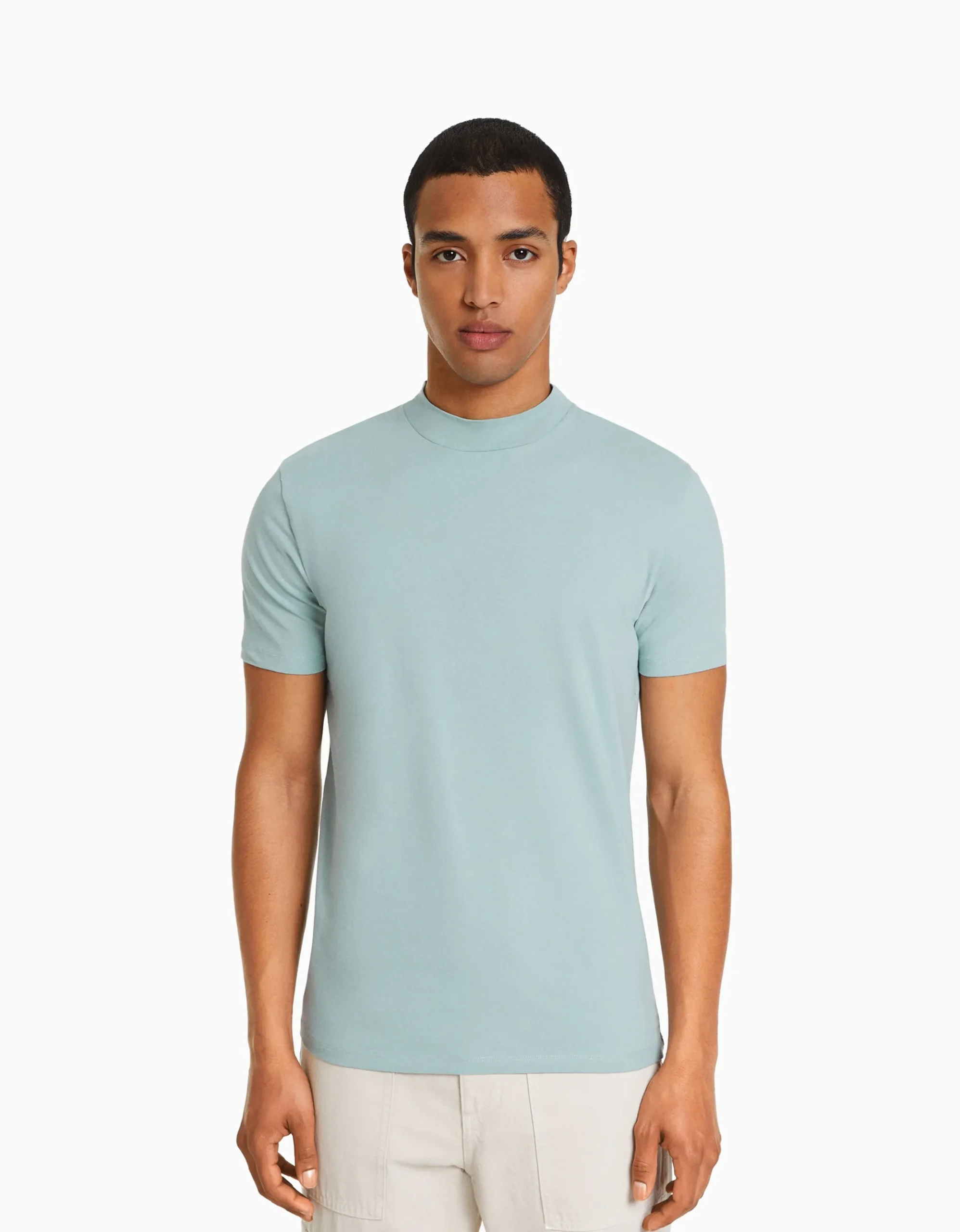 HOMME BERSHKA Tee-shirts*T-shirt à manches courtes et col montant