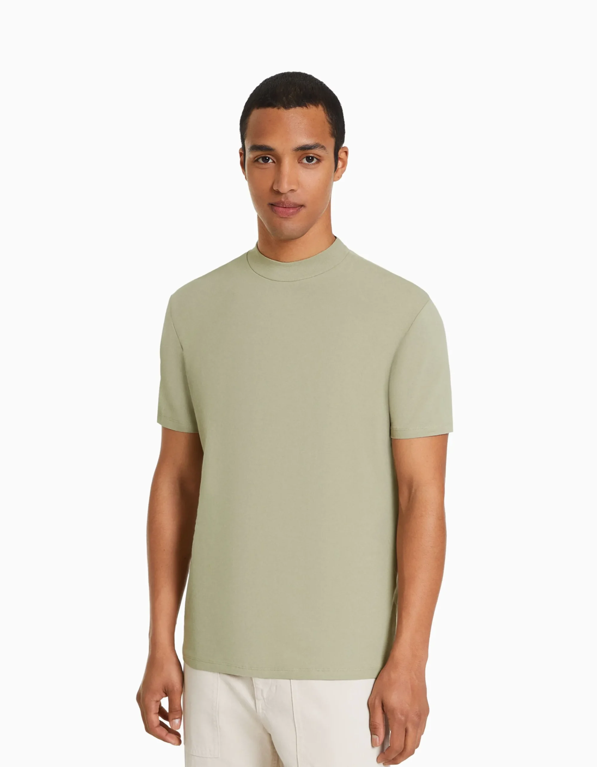 HOMME BERSHKA Vêtements*T-shirt à manches courtes et col montant