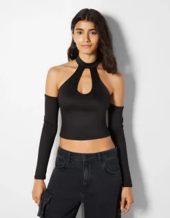 FEMME BERSHKA Tee-shirts*T-shirt à manches longues cut out