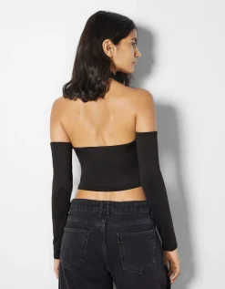 FEMME BERSHKA Tee-shirts*T-shirt à manches longues cut out