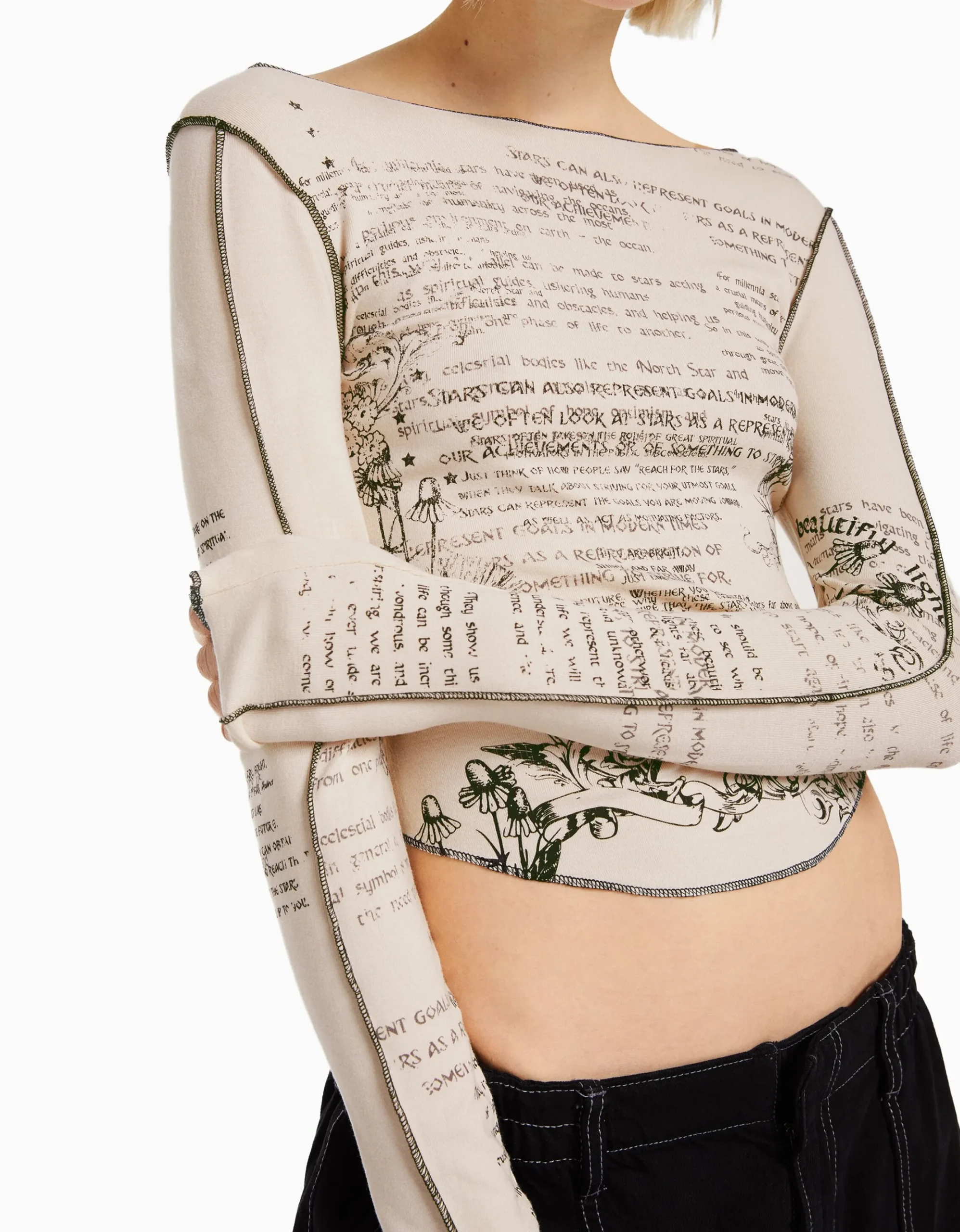 FEMME BERSHKA Tee-shirts*T-shirt à manches longues imprimé