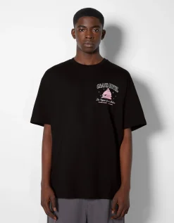 HOMME BERSHKA Tee-shirts*T-shirt boxy manches courtes imprimé