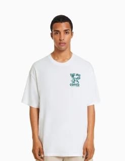 HOMME BERSHKA Join Life*T-shirt boxy manches courtes imprimé