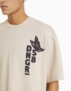 HOMME BERSHKA Tee-shirts*T-shirt boxy manches courtes imprimé