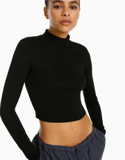 FEMME BERSHKA Tee-shirts*T-shirt col roulé manches longues
