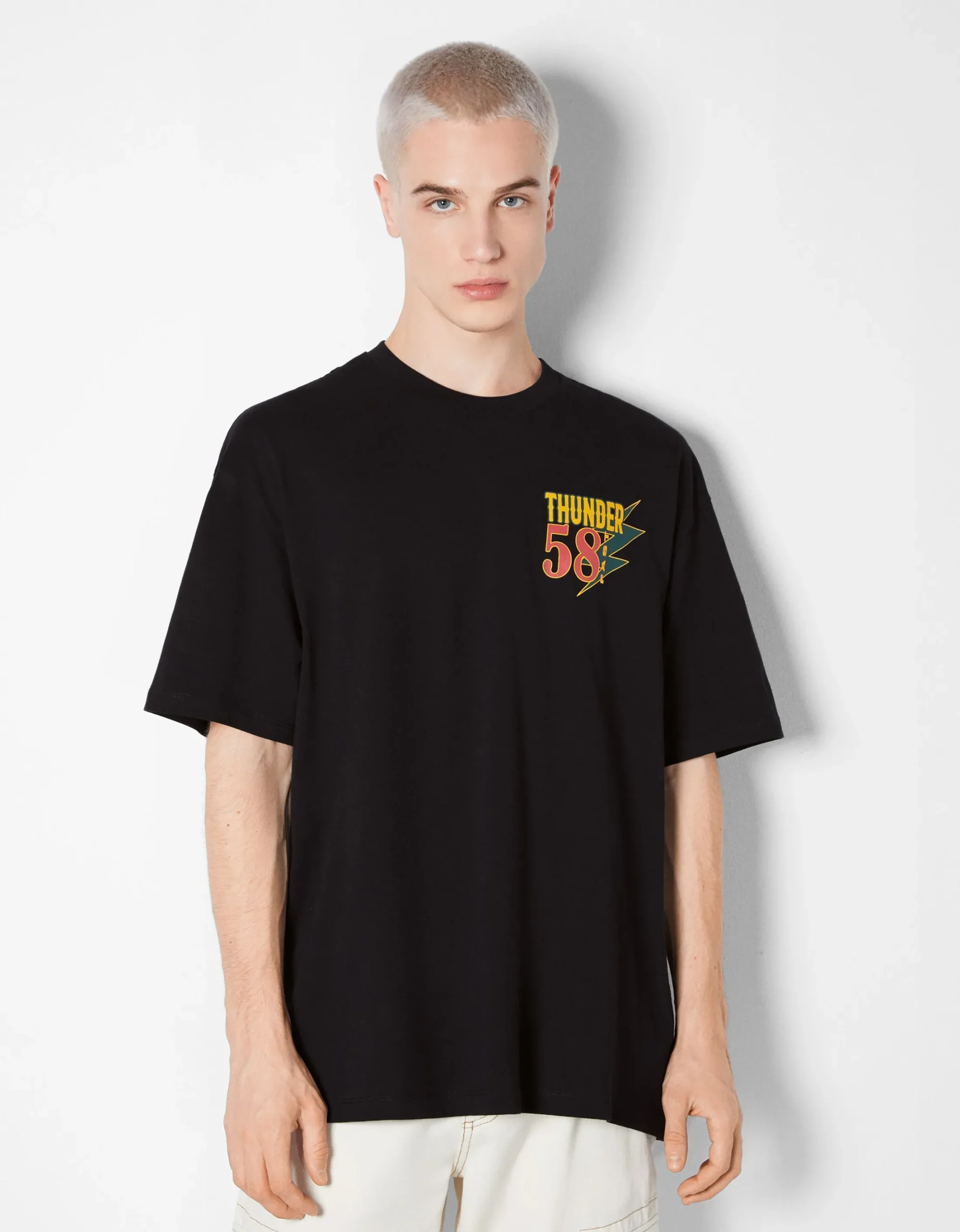 HOMME BERSHKA Tee-shirts*T-shirt manches courtes boxy imprimé racing